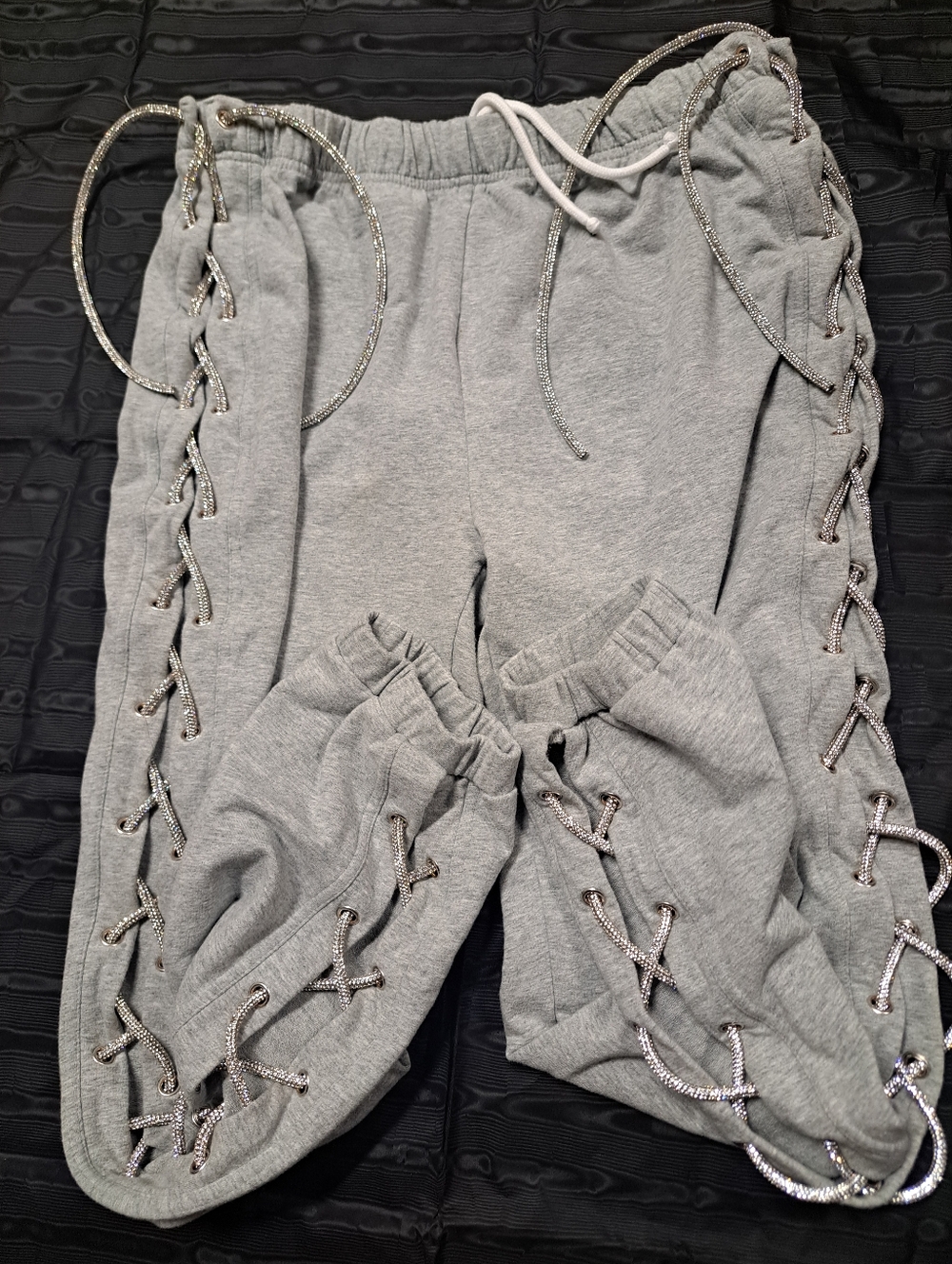 Grey Lace-Up Side Sweatpants
